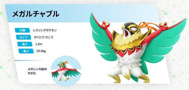 《宝可梦传说z-a》公布mega摔角鹰人 格斗飞行属性强化